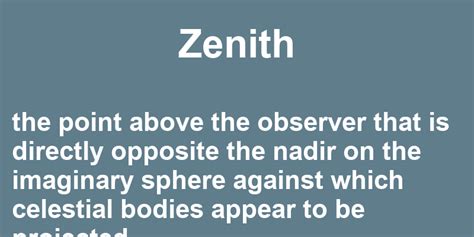 Does zenith mean top?