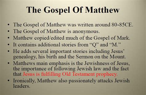 For whom did Matthew write his Gospel?