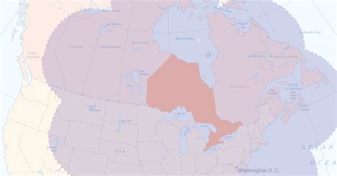 How big is Ontario compared to?