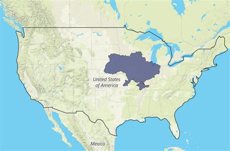 How big is Ukraine compared to Denmark?