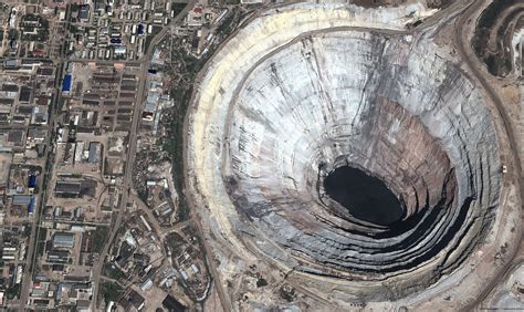 How big is the Mirny mine?