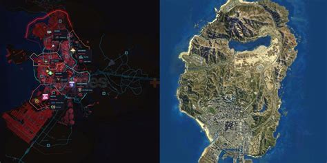 How big is the map in Cyberpunk compared to GTA 5?