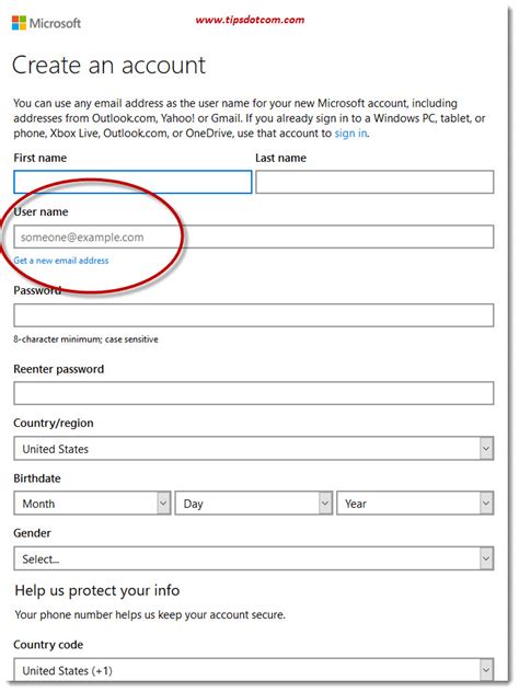 How can I create a Microsoft account?