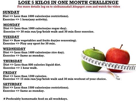 How can I lose 5 kg in a month?