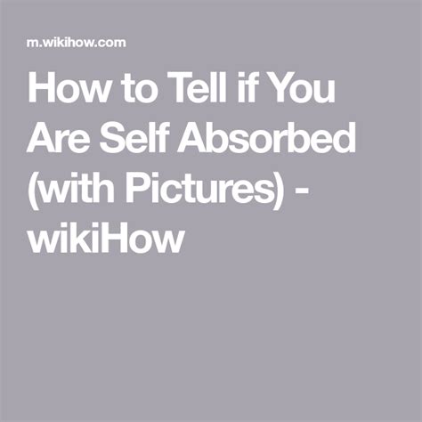 How can you tell if someone is self absorbed?