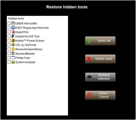 How can you view the hidden tools in the tools menu?