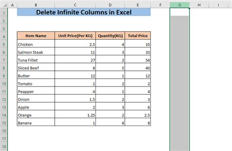 How do I Delete infinite blank columns in Excel?