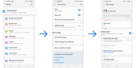 How do I activate mobile data on my Samsung?