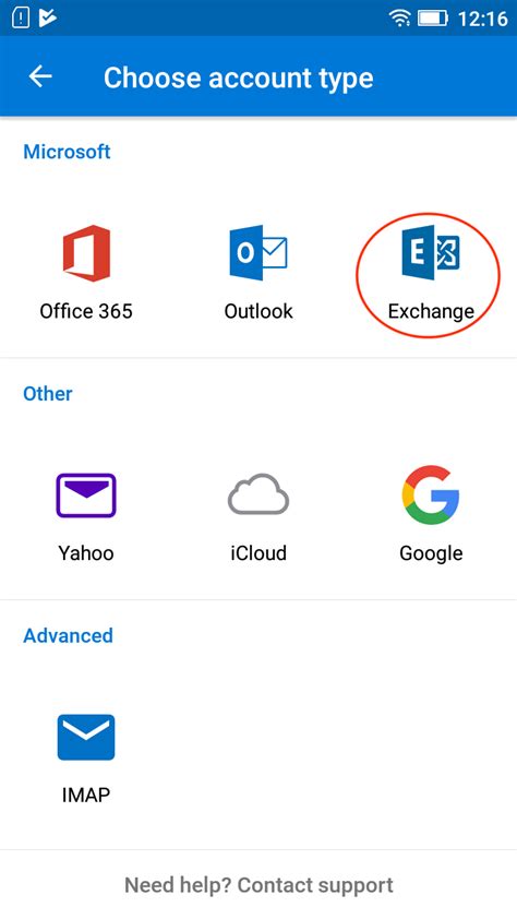 How do I add Exchange email to Outlook app?