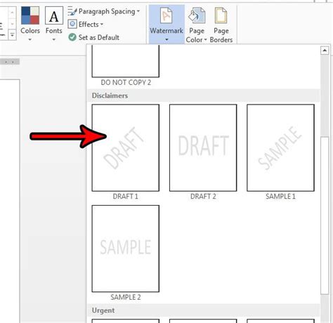 How do I add a draft background in Word?