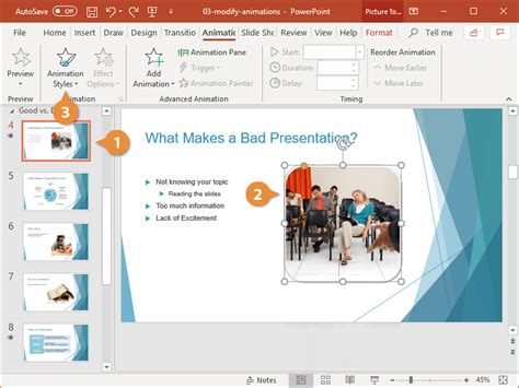 How do I add and remove custom animation effects in PowerPoint?