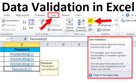 How do I add validation checks in Excel?