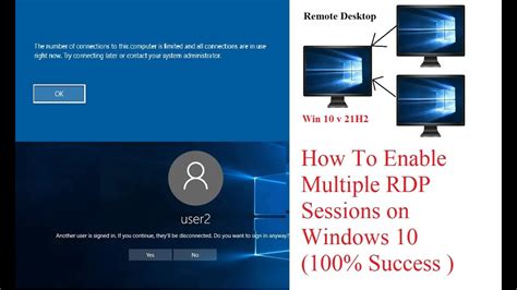 How do I allow more than 2 RDP sessions to a Windows 10?