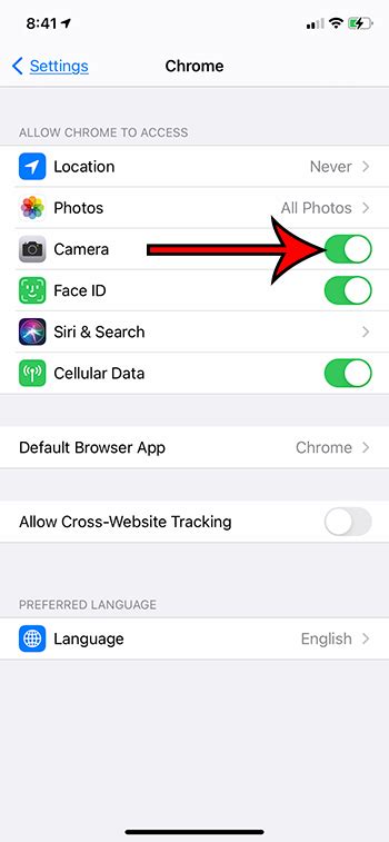 How do I allow permissions on Chrome on my iPhone?