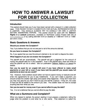 How do I answer a debt collection lawsuit in NJ?
