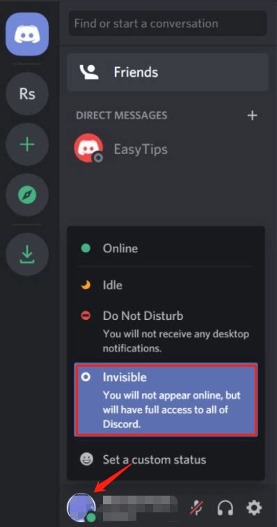 How do I appear online but offline on Discord?