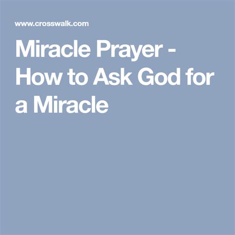 How do I ask God for a miracle?