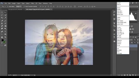 How do I blend two layers together in Photoshop?