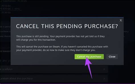 How do I cancel a pending transaction on steam?