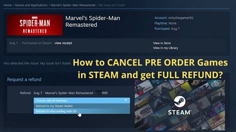 How do I cancel a pre-order on Steam?