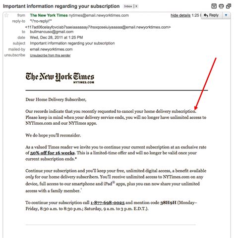 How do I cancel my New York Times email?