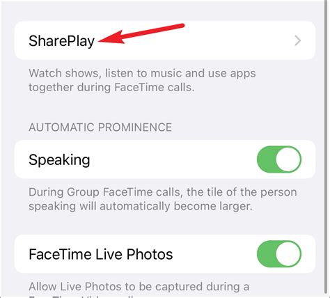 How do I change SharePlay settings on my iPhone?