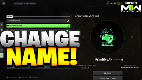 How do I change my Activision account on mw2?