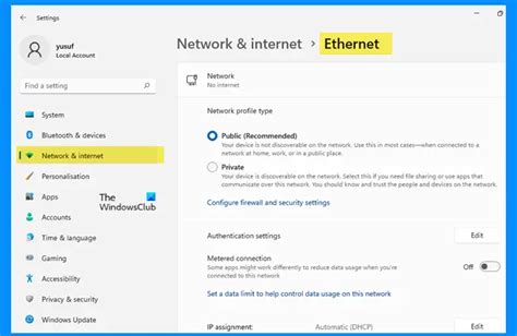 How do I change my Ethernet network to private in Windows 11?