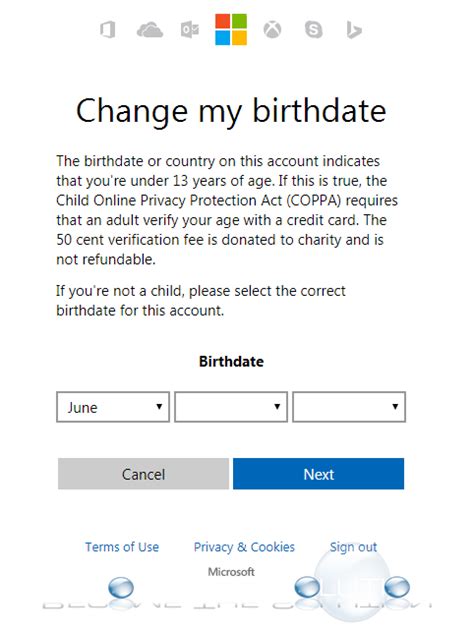 How do I change my Microsoft account age under 18?