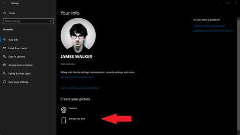 How do I change my Microsoft account profile?