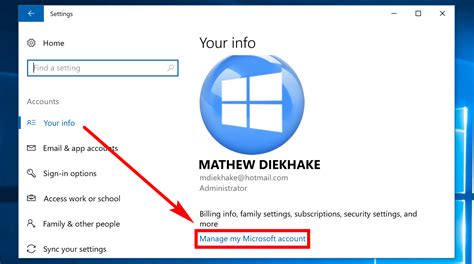 How do I change my Microsoft account settings?