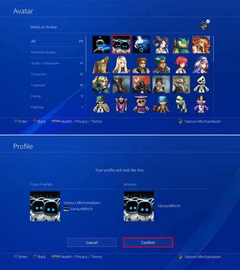 How do I change my PSN avatar?