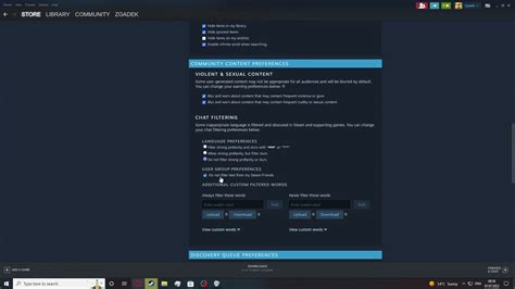 How do I change my Steam filter settings?