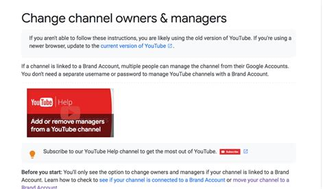 How do I change my YouTube manager to owner?