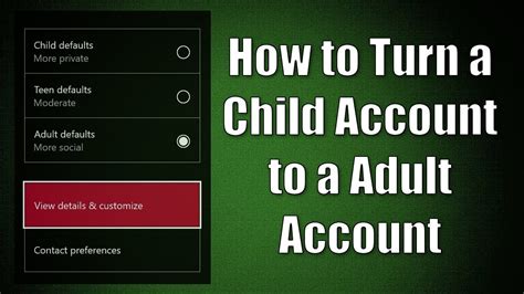 How do I change my child's account to normal on Xbox one?