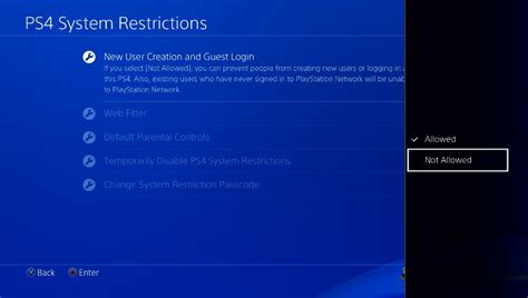 How do I change my child's restrictions on ps4?