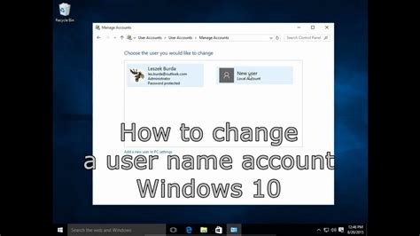 How do I change my email and username on Windows 10?