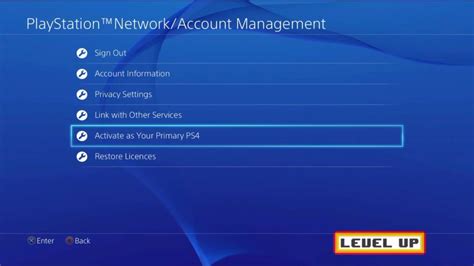 How do I change my main account on PS4?