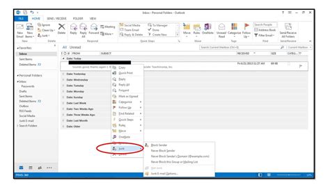 How do I change spam settings in Outlook?