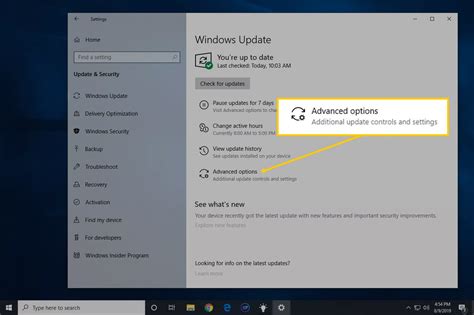 How do I change the Update settings on Windows 10?
