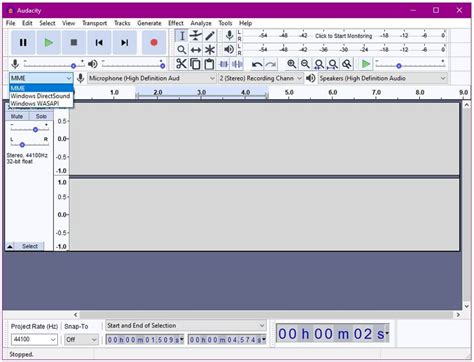 How do I change the audio host in Audacity?