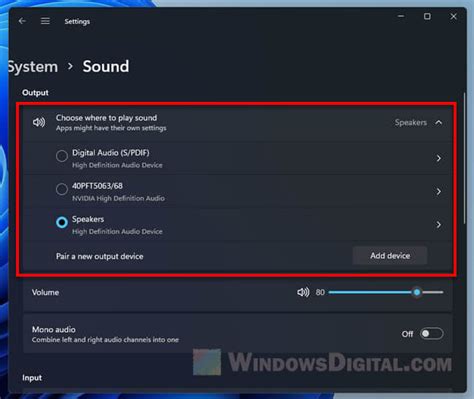 How do I change the audio output on Windows 11?