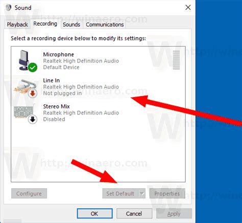 How do I change the default audio input device in Windows?