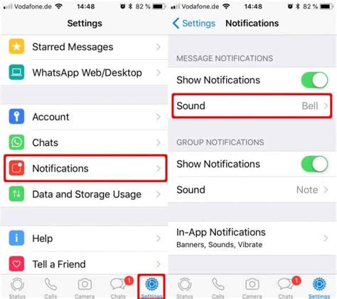 How do I change the sound on WhatsApp iPhone?