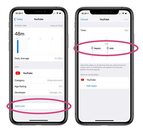 How do I change the time limit on my iPhone?