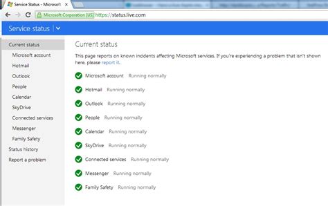 How do I check my Microsoft service status?