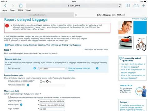 How do I claim delayed baggage on KLM?