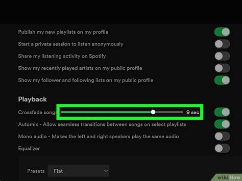 How do I control crossfade on Spotify?