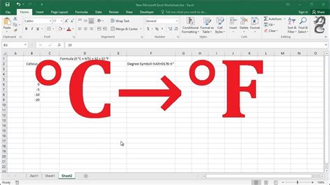 How do I convert C to F in Excel?