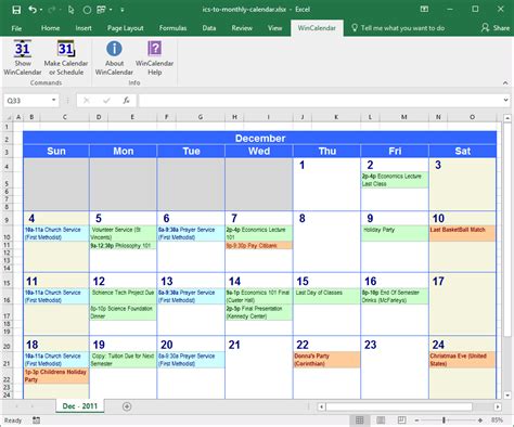 How do I convert a calendar to excel?